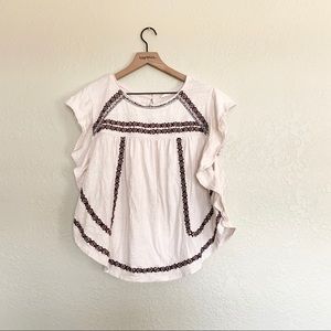 Wild Pearl Embroidered Babydoll Top Size Small